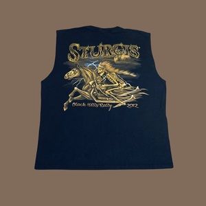 Vintage Sturgis Muscle Sleeveless Shirt Graphic Skeleton Size L